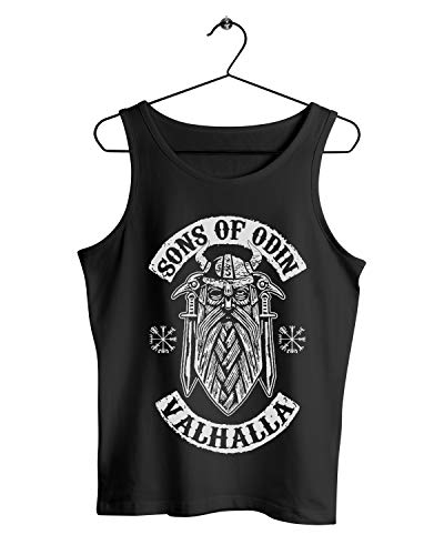 Herren Tank Top Muscle Shirt Son of Odin Valhalla Gott Vikings Wikinger, Farbe:Schwarz, Größe:3XL von Monkey Print