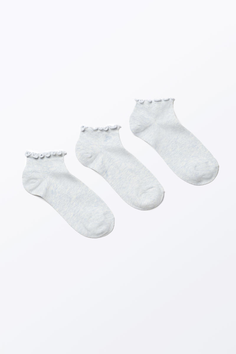 3Er-Pack Socken Mit Kräuselsaum - Grau 3Er-Pack Socken Mit Kräuselsaum - Grau von Monki