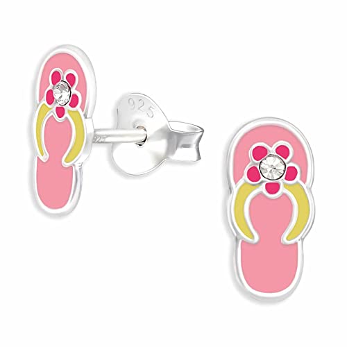 Monkimau Flip Flop Schuhe als Ohrstecker Ohrringe aus 925 Silber Schmuck Silberohrringe Medizinisch für Kinder Mädchen Damen Frauen von Monkimau