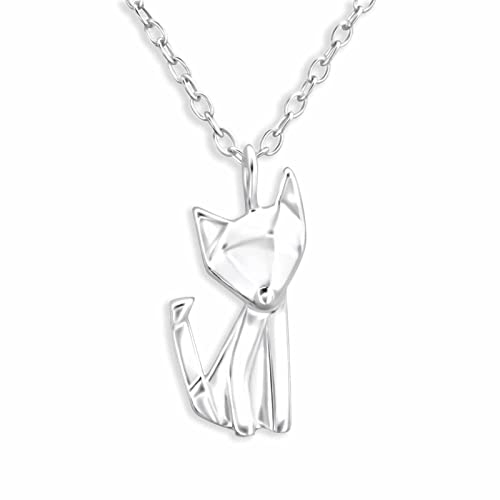 Monkimau Halskette Damen mit Origami Fuchs Anhänger aus 925 Sterling Silber Fox Necklace Silver Women Charm Kette Schmuck Geschenke für Kinder Mädchen Frauen von Monkimau