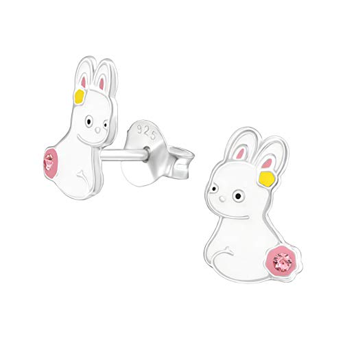 Monkimau Mädchen Ohrringe Hase Kaninchen Ohrstecker aus 925 Sterling Silver echt Silber mit 2 Kristallen von MONKIMAU