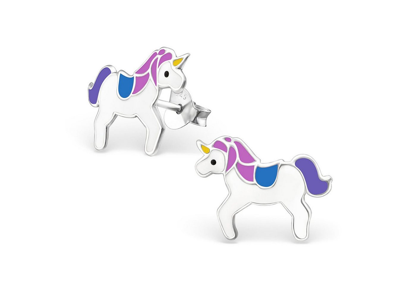 Monkimau Paar Ohrstecker Einhorn Kinder-Ohrringe aus 925 Silber (Packung) von Monkimau