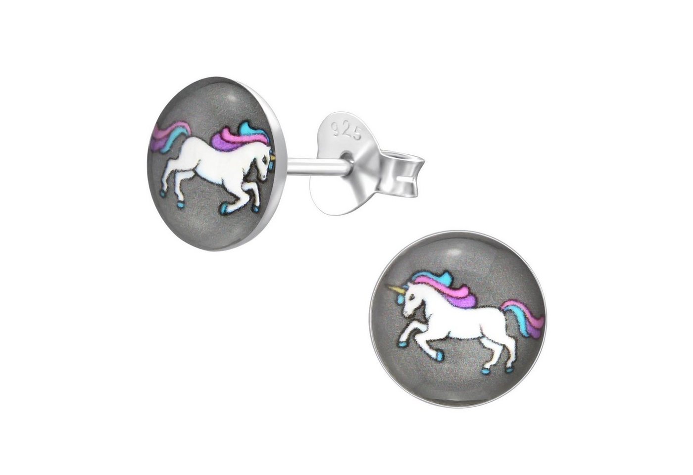 Monkimau Paar Ohrstecker Einhorn Ohrringe 925 Silber Kinder Ohrstecker (Packung) von Monkimau