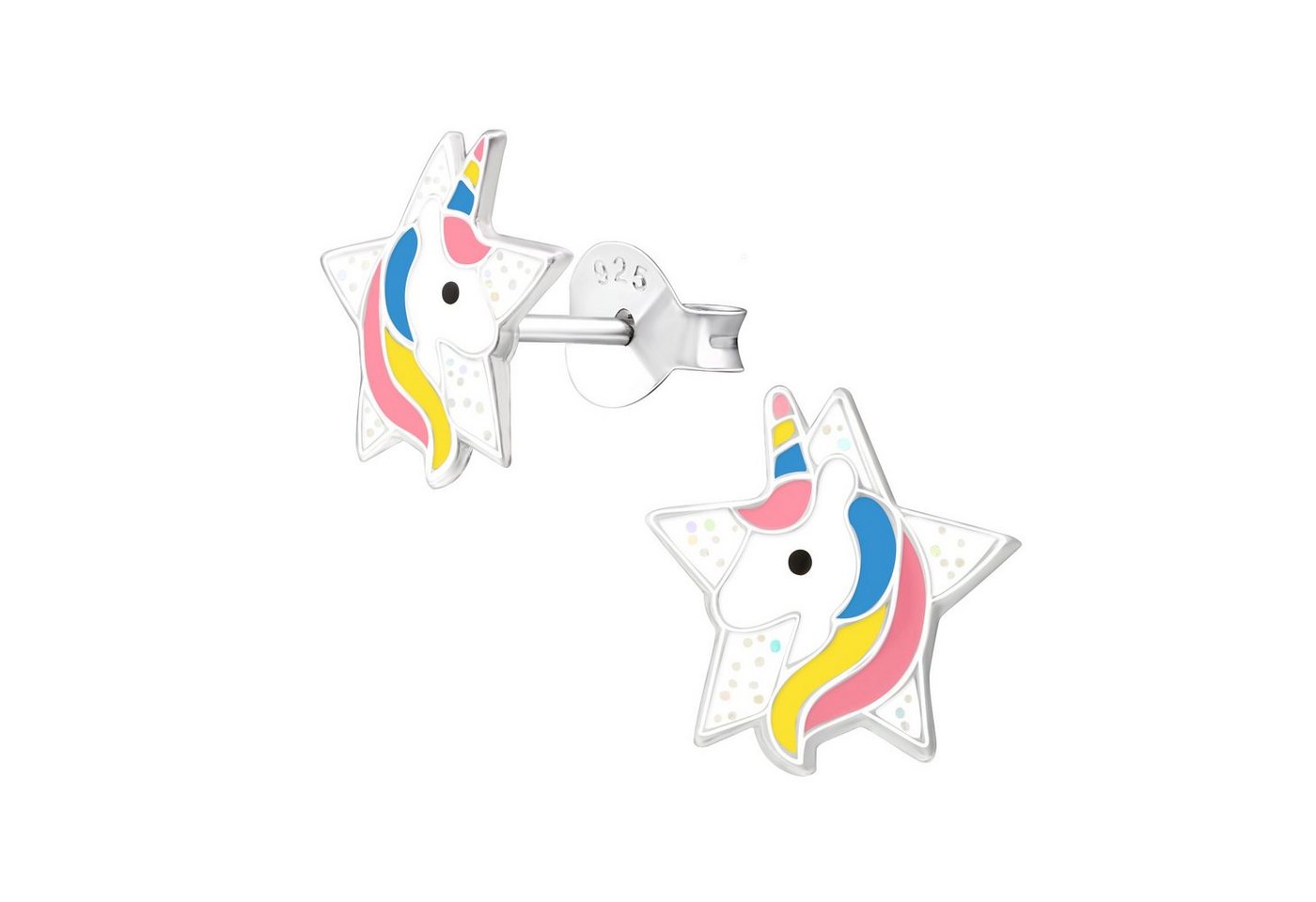 Monkimau Paar Ohrstecker Einhorn Ohrringe 925 Silber Kinder Ohrstecker (Packung) von Monkimau