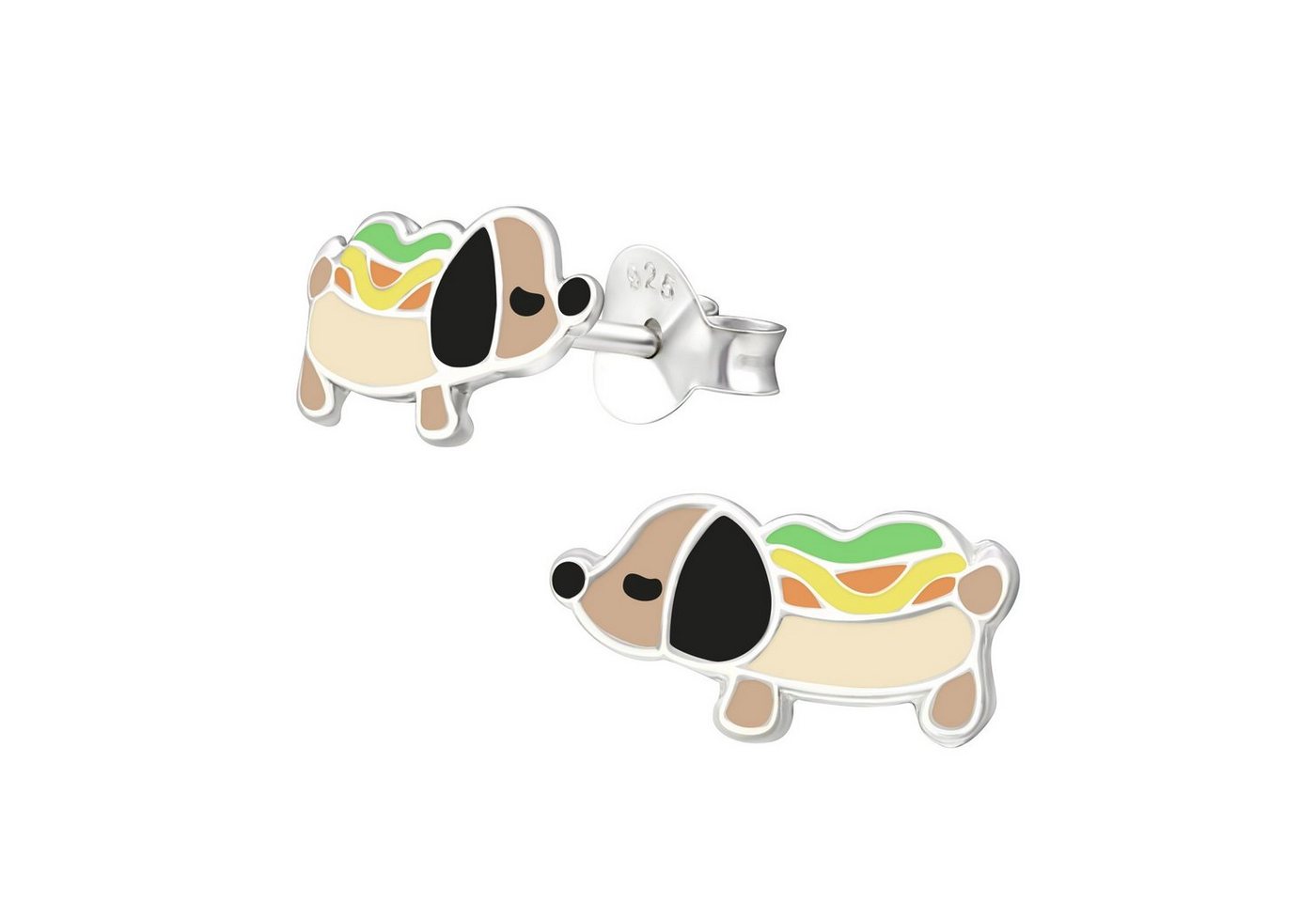 Monkimau Paar Ohrstecker Hot Dog Ohrringe 925 Silber Kinder Ohrstecker (Packung) von Monkimau