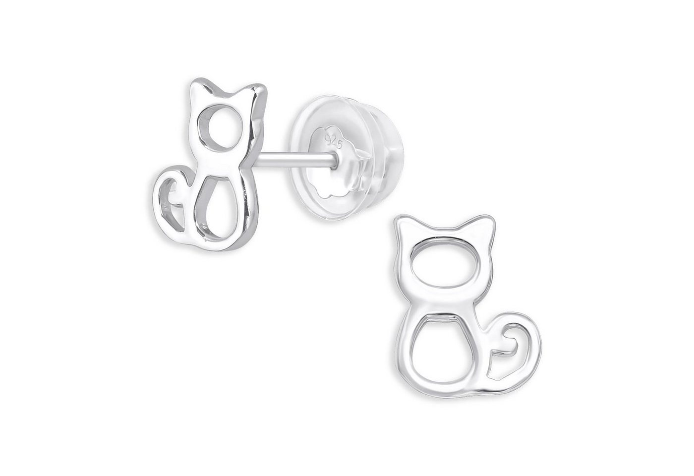 Monkimau Paar Ohrstecker Katzen Kinder Ohrringe 925 Silber Ohrstecker (Packung) von Monkimau