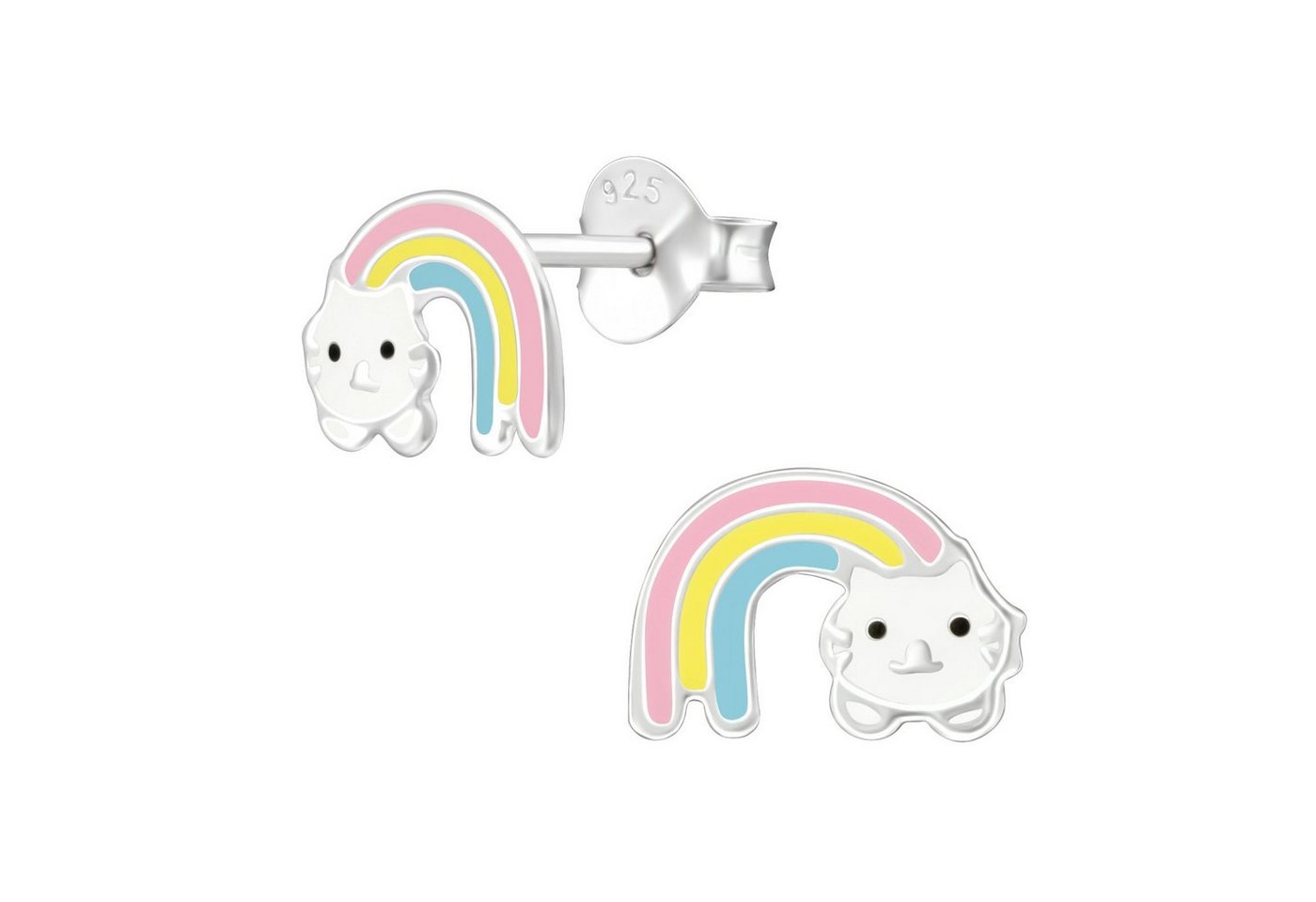 Monkimau Paar Ohrstecker Regenbogen Ohrringe Silber Kinder Ohrstecker (Packung) von Monkimau