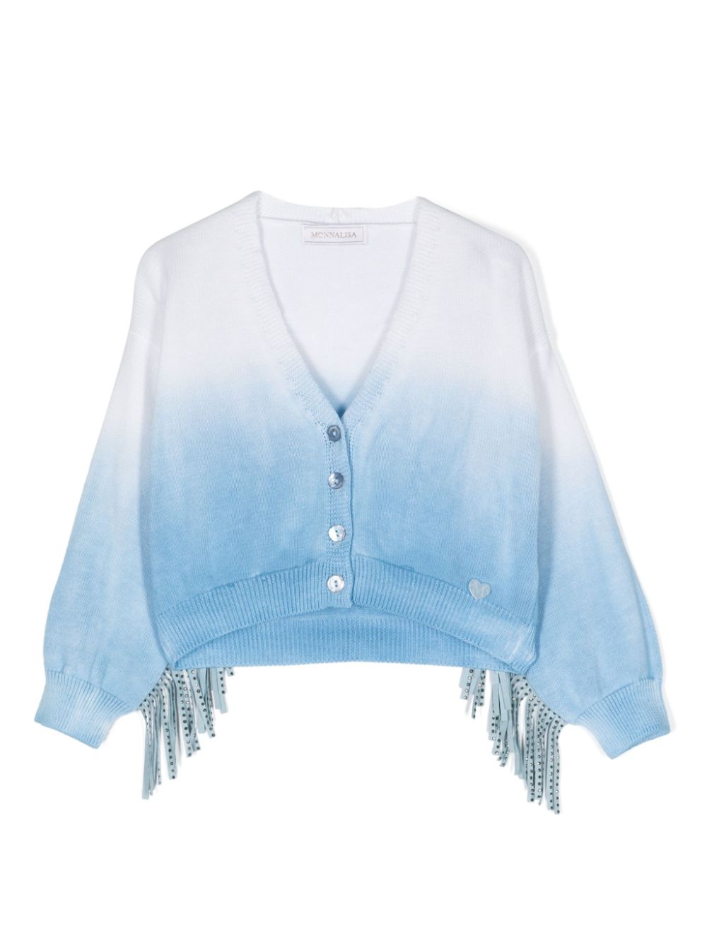 Monnalisa Cardigan in Ombré-Optik mit Fransen - Blau von Monnalisa