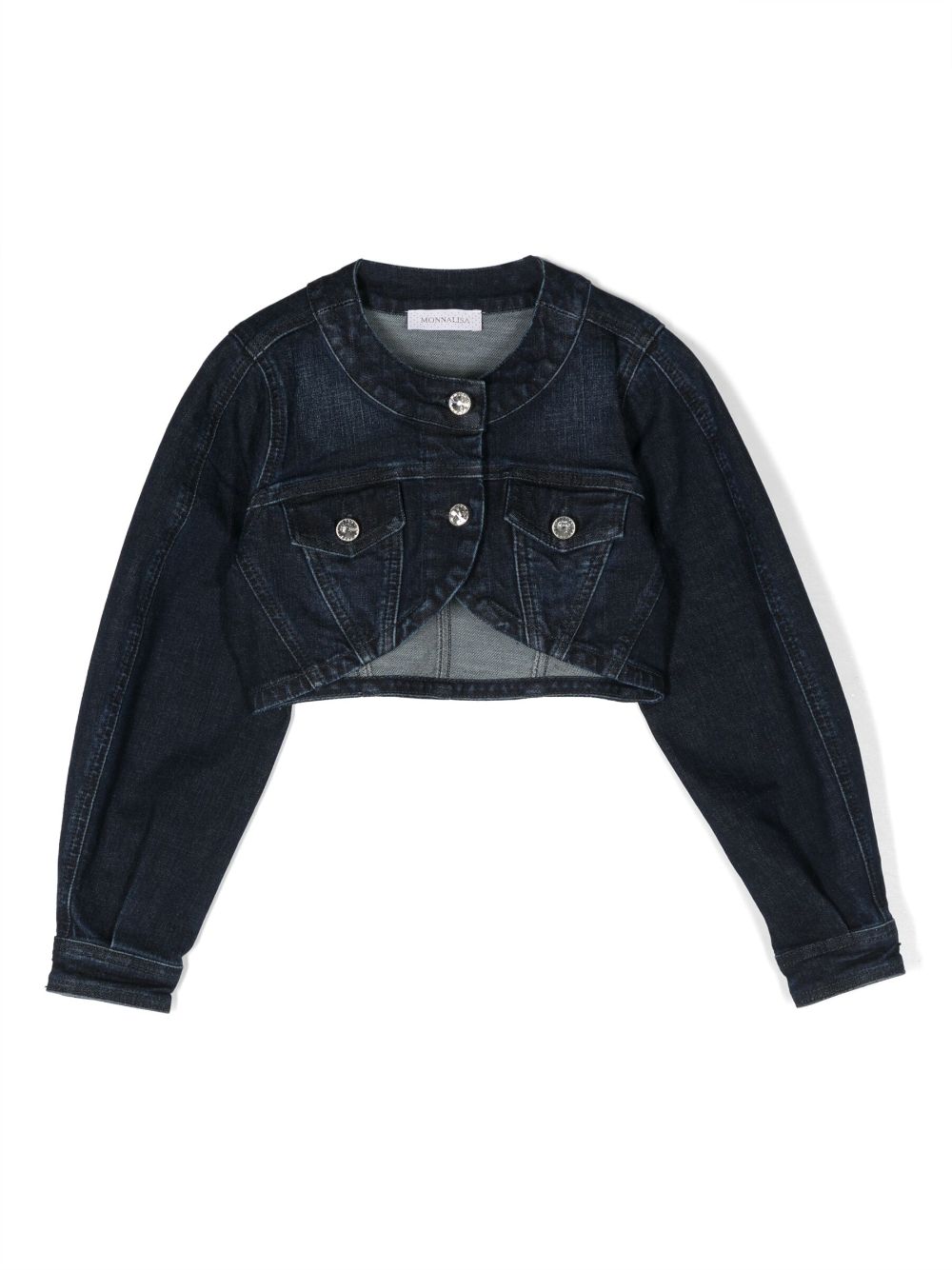 Monnalisa Cropped-Jeansjacke mit abgerundetem Saum - Blau von Monnalisa