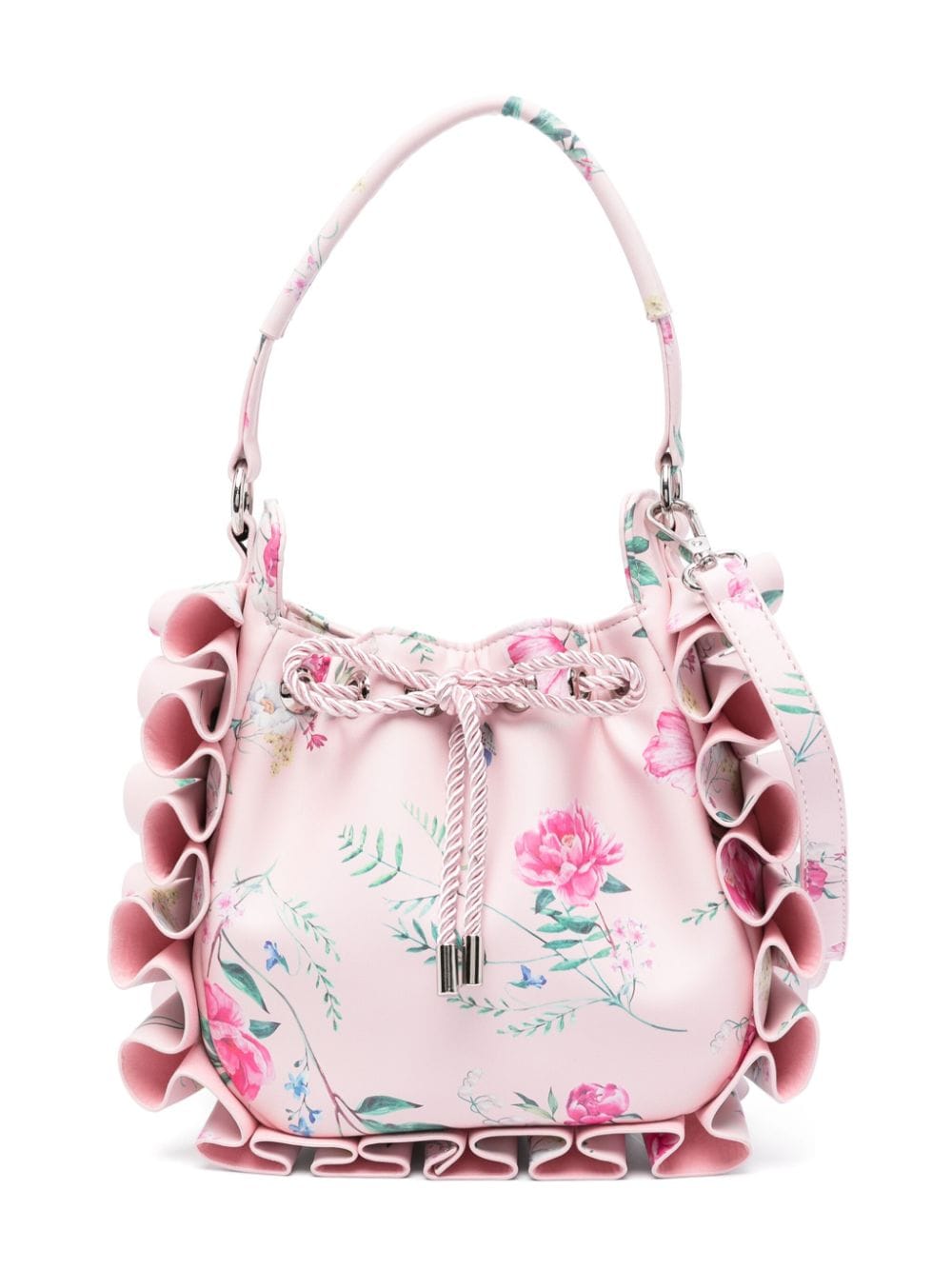 Monnalisa Gerüschte Schultertasche mit Blumen-Print - Rosa von Monnalisa