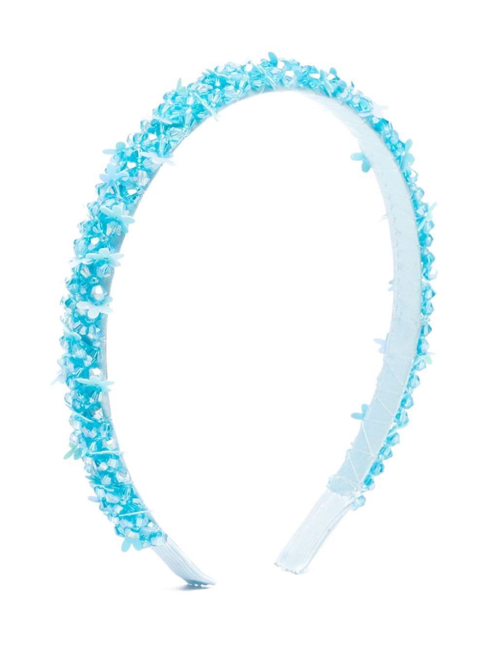 Monnalisa Haarband mit Blumenmotiv aus Perlen - Blau von Monnalisa