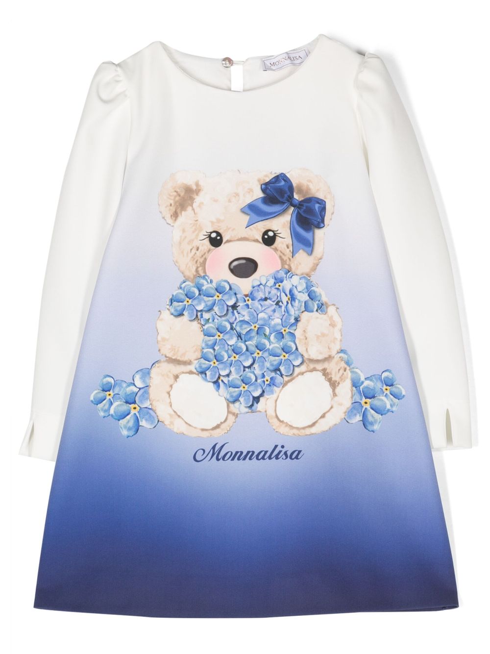 Monnalisa Kleid mit Teddy-Print - Blau von Monnalisa