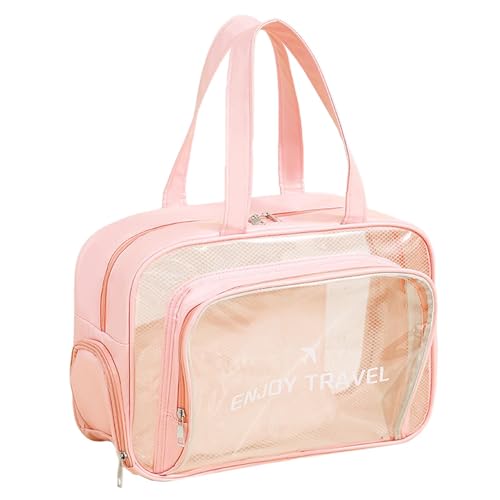 Monozoz Transparente Kulturbeutel für Reisen – große Reise-Schwimmbad-Tasche wasserdicht – tragbare Fitness-Sporttasche, Reise-Organizer, Kosmetik-Make-up-Tasche, hält Schuhe und Handtücher, Rosa mit Monozoz Transparente Kulturbeutel für Reisen – große Reise-Schwimmbad-Tasche wasserdicht – tragbare Fitness-Sporttasche, Reise-Organizer, Kosmetik-Make-up-Tasche, hält Schuhe und Handtücher, Rosa mit von Monozoz