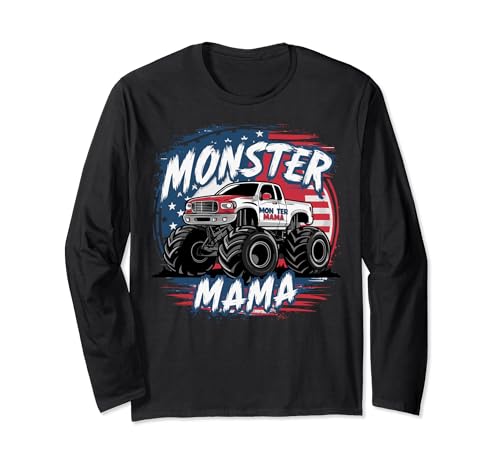 USA Monster Truck Mama Mutter, American Mom Truck Lover Women Langarmshirt von Monster Truck Mother's day Birthday 4th of July