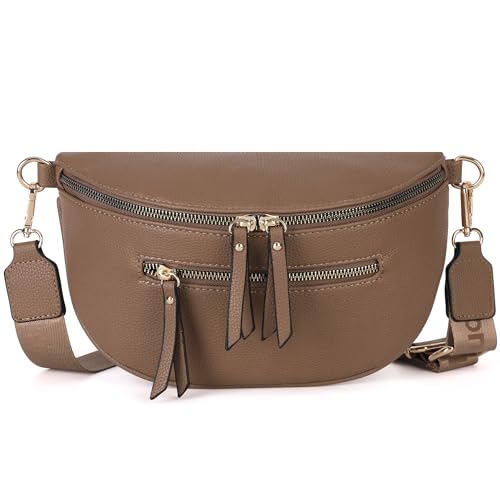 Montana West Umhängetaschen für Damen, trendige Bauchtaschen, Schultertasche, veganes Leder, Khaki, modisch von Montana West