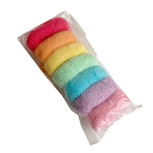 7 Stück/Packung Regenbogenfarben, Handtuch-Haargummis, stark, elastisch, groß, für Damen und Mädchen, koreanischer Pferdeschwanz-Halter, Haargummis von Montesy