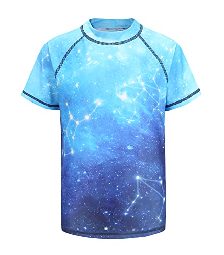 Moon Tree Schwimmshirt Jungen Kurzarm Rashguard Kinder Schnelltrocknendes Badeshirt für Jungen Badeanzug 128/7-8 Jahre von Moon Tree