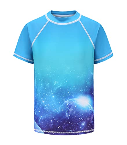 Moon Tree Schwimmshirt Jungen Kurzarm Rashguard Kinder Schnelltrocknendes Badeshirt für Jungen Badeanzug 116/5-6 Jahre von Moon Tree