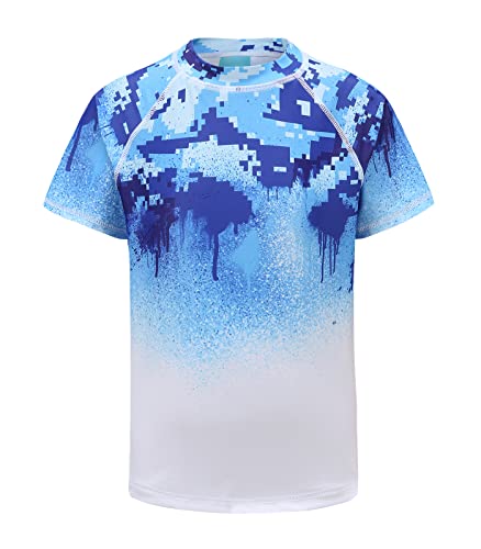 Moon Tree Schwimmshirt Jungen Kurzarm Rashguard Kinder Schnelltrocknendes Badeshirt für Jungen Badeanzug 116/5-6 Jahre von Moon Tree