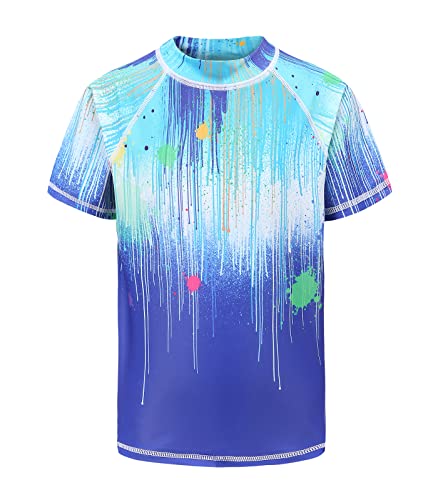 Moon Tree Schwimmshirt Jungen Kurzarm Rashguard Kinder Schnelltrocknendes Badeshirt für Jungen Badeanzug 128/7-8 Jahre von Moon Tree