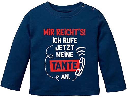 MoonWorks® Baby Langarm-Shirt mit Spruch Tante lustig Mir reichts ich Rufe jetzt Meine Tante an Jungen Mädchen Navy 92/98 (16-24-Monate) von MoonWorks