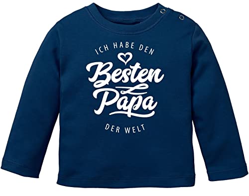 MoonWorks® Baby Langarmshirt Babyshirt Ich Habe den besten Papa der Welt Spruch Geschenk Jungen Mädchen blau 56/62 (1-3 Monate) von MoonWorks