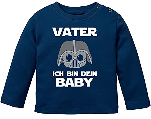 MoonWorks® Baby Langarmshirt Vater ich Bin Dein Baby Bio Baumwolle Babyshirt Jungen Mädchen lustig Spruch Nerd Longsleeve Shirt Navy 56/62 (1-3 Monate) von MoonWorks