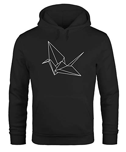 MoonWorks® Hoodie Herren Origami Crane Vogel Bird Kapuzen-Pullover schwarz XS von MoonWorks