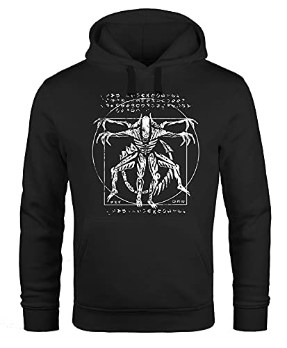 MoonWorks® Hoodie Herren Print Aufdruck Alien Xenomorph Parodie Da Vinci Fun Motiv Kapuzen-Pullover schwarz 3XL von MoonWorks