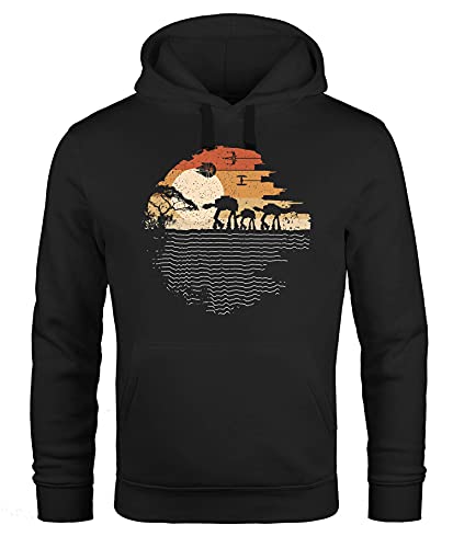 MoonWorks® Hoodie Herren Print Aufdruck Bedruckt Science Fiction Blockbuster Parodie Weltraum Imperium Kapuzen-Pullover schwarz 4XL von MoonWorks