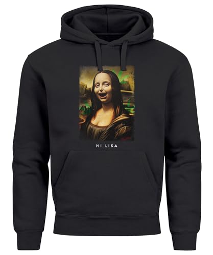 MoonWorks® Hoodie Herren Print Aufdruck Mona Lisa Parodie Meme Kapuzen-Pullover Männer lustige Motive Stona Lisa schwarz XL von MoonWorks