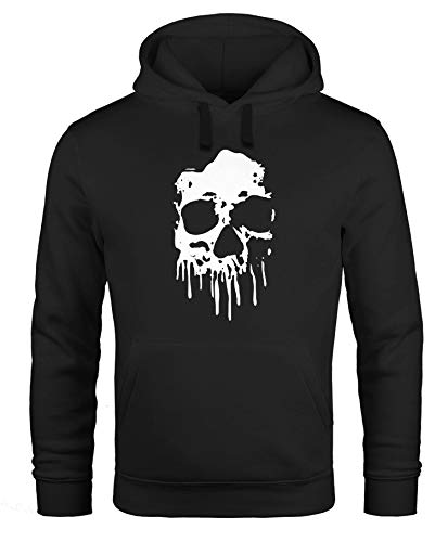 MoonWorks® Hoodie Herren Print Totenkopf Skull Blood Blut Paint Badge Kapuzen-Pullover schwarz XXL von MoonWorks