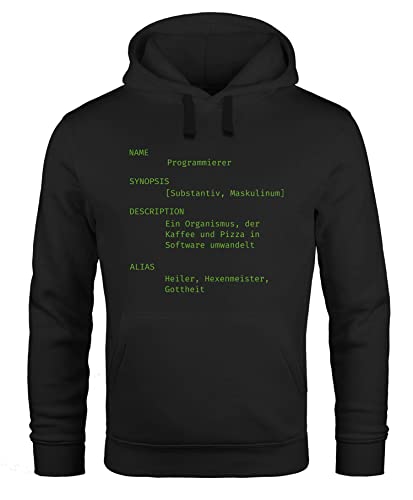 MoonWorks® Hoodie Herren Programmierer Definition Code Spruch lustig Geschenk Informatiker Kapuzen-Pullover schwarz L von MoonWorks