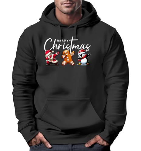 MoonWorks® Hoodie Herren Weihnachten Weihnachtspullover lustig Merry Christmas Dab Kapuzenpulli Geschenk Männer schwarz L von MoonWorks