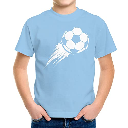 MoonWorks® Kinder T-Shirt Jungen Fußball-Motiv Sport-Kleidung Geschenk für Jungen Fußballfan hellblau 98-104 (3-4 Jahre) von MoonWorks