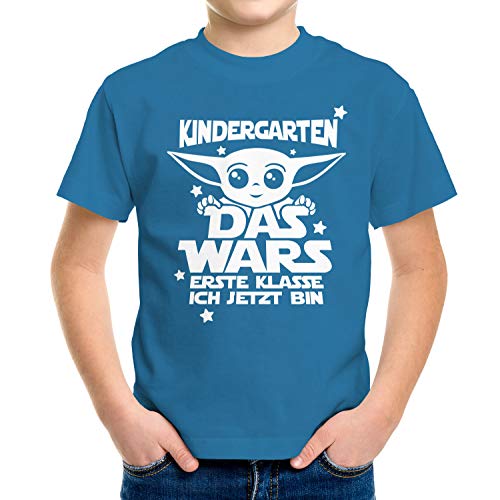 MoonWorks® Kinder T-Shirt Jungen Kindergarten Das Wars erste Klasse ich jetzt Bin Geschenk zur Einschulung Schulanfang Ozean-blau 110-116 (5-6 Jahre) von MoonWorks