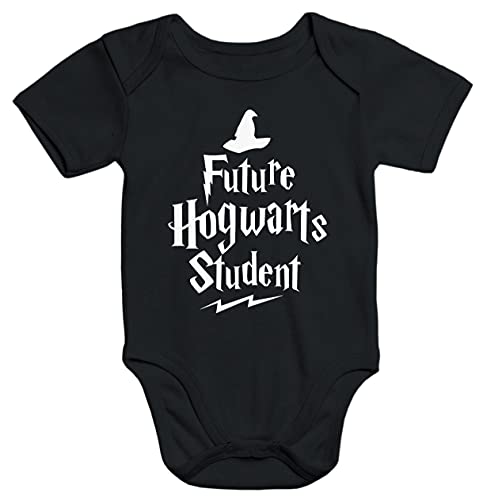 MoonWorks® Kurzarm Baby Body HP Future Student Jungen Mädchen Onesie Bodyshirt schwarz 0-3 Monate von MoonWorks