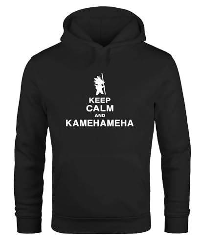 MoonWorks Hoodie Herren Keep Calm and Kamehameha Son Goku Dragonball Kapuzenpullover schwarz 3XL von MoonWorks