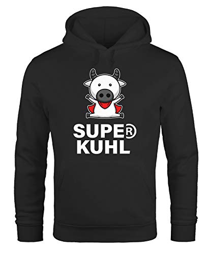 MoonWorks Lustiger Kapuzen-Pulli Herren Super Kuhl Kuh Kapuzen-Pullover schwarz M von MoonWorks