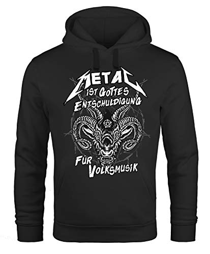 Neverless® Hoodie Herren Metal ist Gottes Entschuldigung für Volksmusik Teufel Devil Pentagramm Fashion Streetstyle schwarz 4XL von MoonWorks