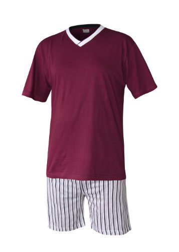 Moonline nightwear Herren Pyjama Schlafanzug kurz Herren Pyjama kurz Herren Shorty Schlafanzug aus 100% Baumwolle Gr M/46-48 von SUPTMAX