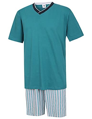 Moonline nightwear Herren Pyjama Schlafanzug kurz Herren Pyjama kurz Herren Shorty Schlafanzug aus 100% Baumwolle Gr M/46-48 von SUPTMAX