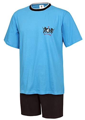 Moonline nightwear Herren Schlafanzug kurz Herren Pyjama kurz Herren Shorty Schlafanzug aus 100% Baumwolle (XXL/56, blau) von Moonline nightwear