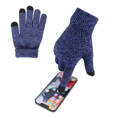 Moorle Handschuhe Herren, Touchscreen Thermo Winterhandschuhe, Damen Strickhandschuhe für Winter Outdoor Sport, Fingerhandschuhe mit Weichem Innenfutter für Laufen Radfahren Freizeit, Blau von Moorle