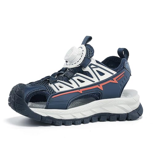 Mooyii Unisex-Kinder Sandalen Leder für Jungen Mädchen Strand Geschlossene Wandersandale Trekkingsandalen Sport- Outdoor Sommer Atmungsaktive Freizeitschuhe Wanderschuhe 28-38 EU von Mooyii