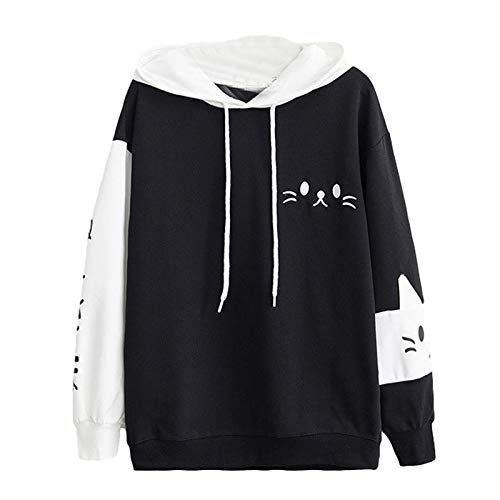 Mophghdj Katzenohren Hoodie Pullover MäDchen Süß Kawaii Cute Katzen Langarm Kapuzenpullover, Herbst Winter PlüSch Fleece Einfarbig Pulli Flauschig Warm Kapuzenpulli, L, 04-Schwarzgrau, XL Mophghdj Katzenohren Hoodie Pullover MäDchen Süß Kawaii Cute Katzen Langarm Kapuzenpullover, Herbst Winter PlüSch Fleece Einfarbig Pulli Flauschig Warm Kapuzenpulli, L, 04-Schwarzgrau, XL von Mophghdj