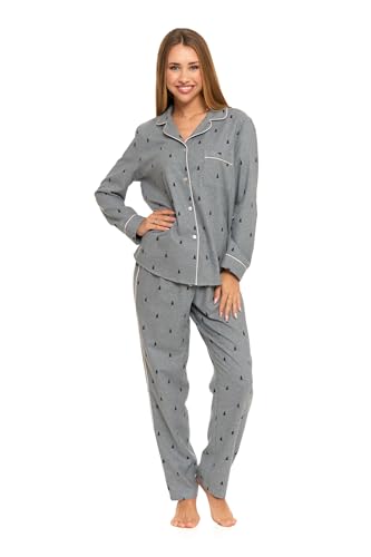 Moraj Damen Schlafanzug Pyjama lang 2-Teiler Baumwolle Nachtanzug Pyjamahose (DE/NL/SE/PL, Alphanumerisch, 3XL, Große Größen, Regular, 6000-001) von Moraj