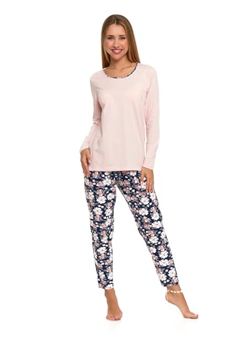 Moraj Damen Schlafanzug Pyjama lang 2-Teiler Baumwolle Nachtanzug Pyjamahose (DE/NL/SE/PL, Alphanumerisch, XXL, Große Größen, Regular, 5000-002) von Moraj