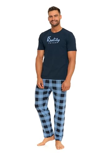 Moraj Herren Pyjama Schlafanzug Baumwolle Kurzarm + Pyjamahose Nachtanzug M-XXL 4500 (M, 5000-004 Navy) von Moraj