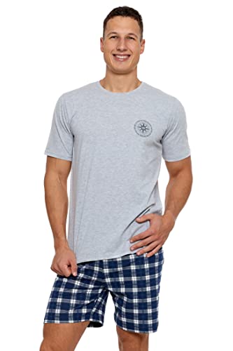 Moraj Pyjama Schlafanzug Herren Premium Pyjama Shorty kurz Baumwolle Nachtanzug M-4XL (as3, Alpha, m, Regular, Regular, 5000-001 Gray) von Moraj